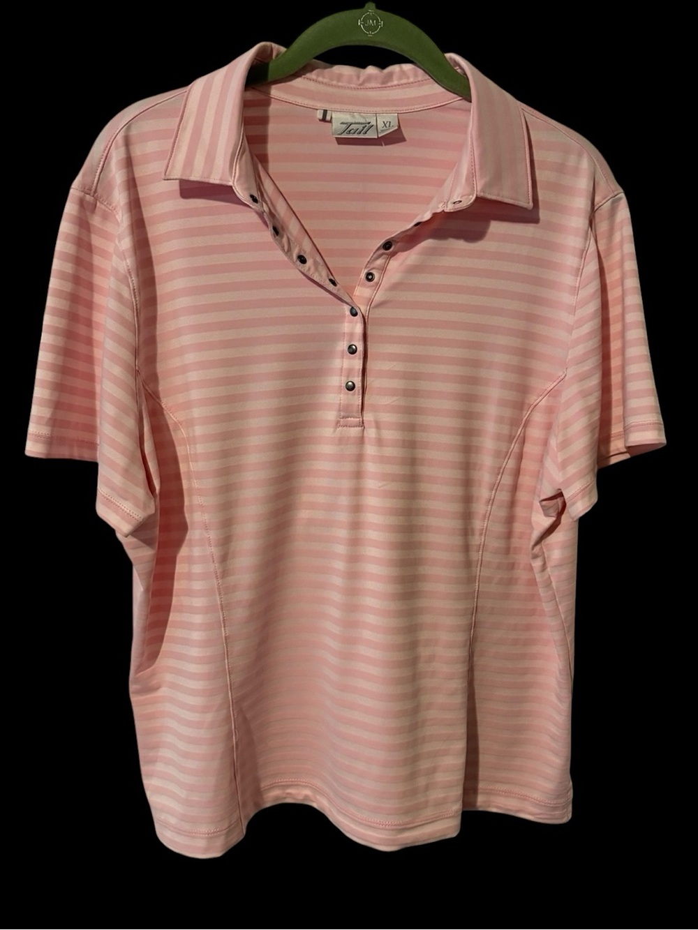 Tail Pink and White Striped Golf Polo Shirt